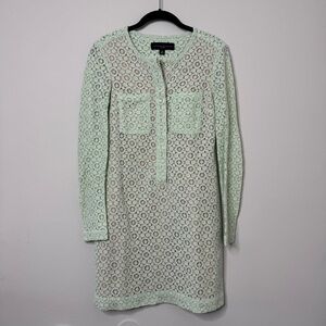 Victoria Beckham Green Sheath Dress with Cuffed Long Sleeves XS